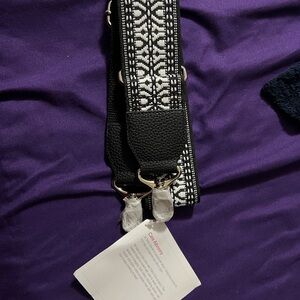 Thirty-One Wide Crossbody Strap-  Black and White Patterned Strap